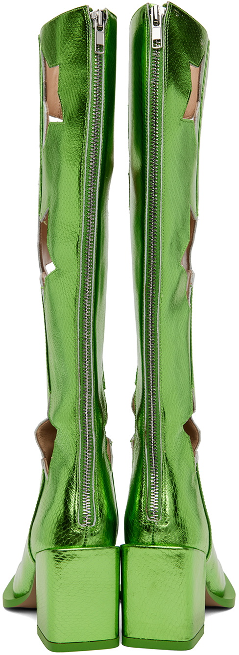 ANDREJ GRONAU SSENSE Exclusive Green Snake Star Cut Boots