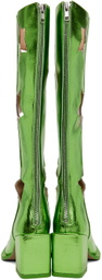 ANDREJ GRONAU SSENSE Exclusive Green Snake Star Cut Boots