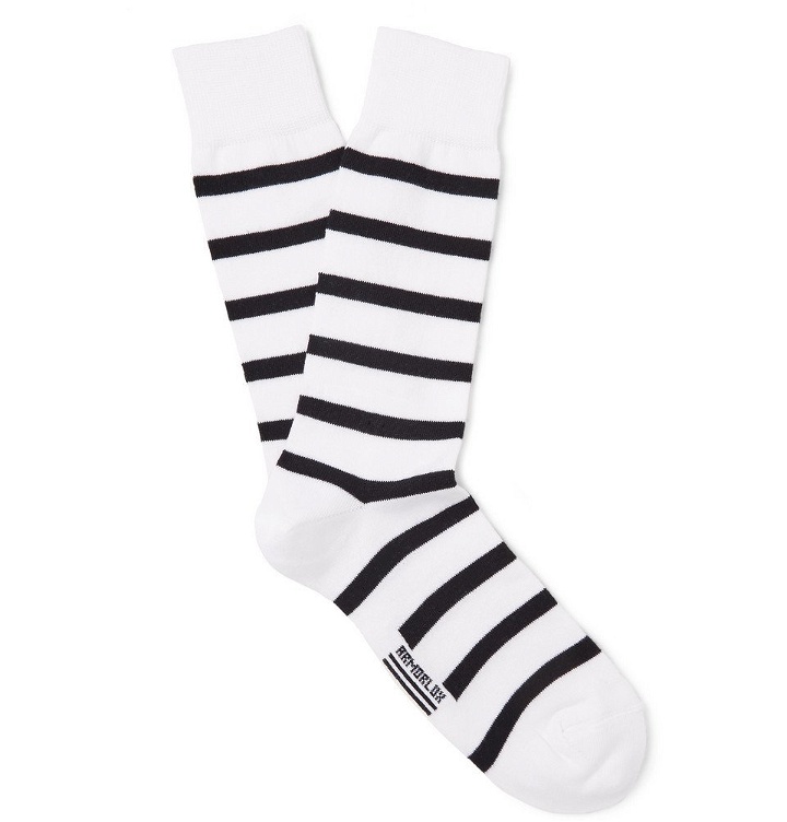 Photo: Armor Lux - Striped Stretch Cotton-Blend Socks - White