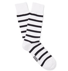 Armor Lux - Striped Stretch Cotton-Blend Socks - White