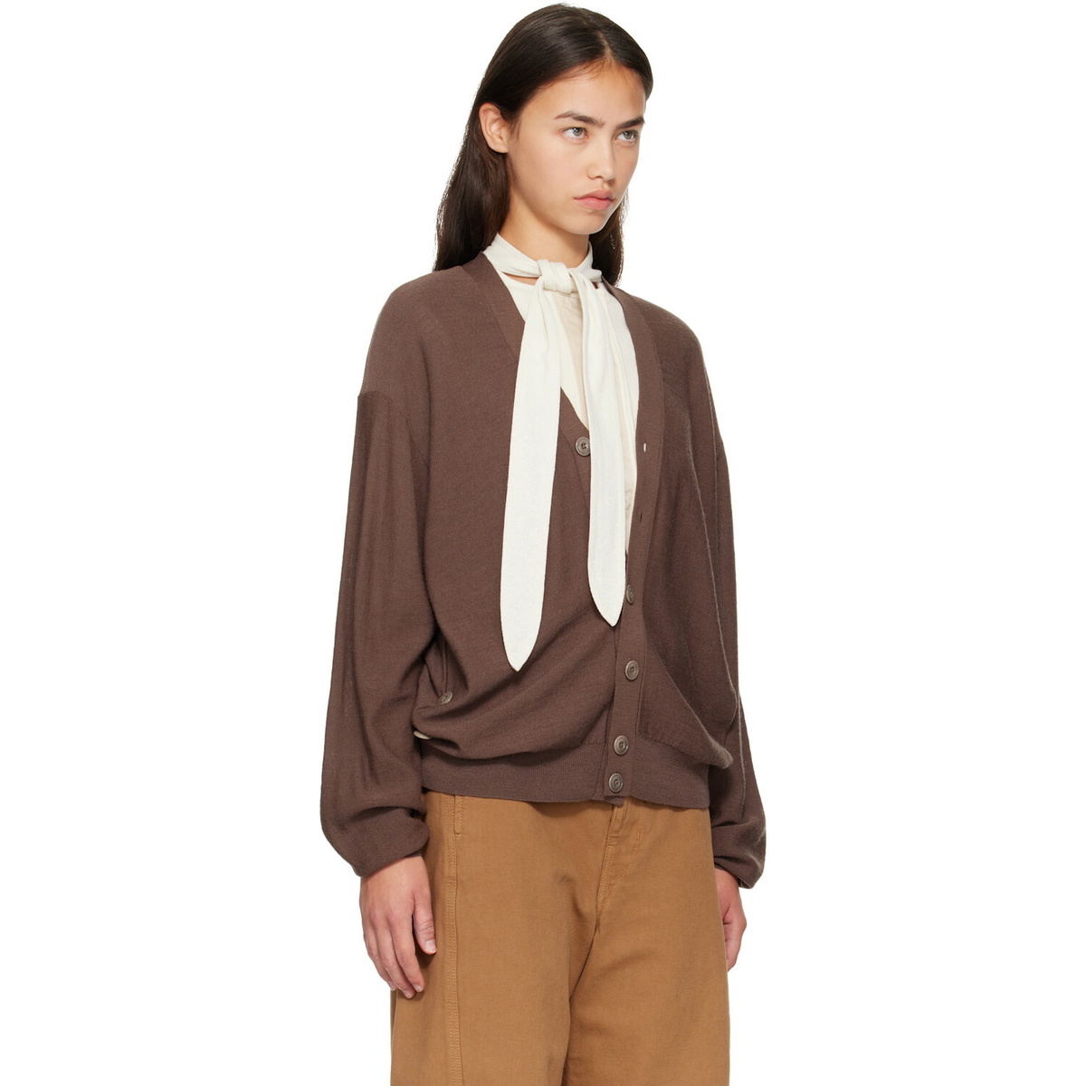 LEMAIRE Brown Relaxed Twisted Cardigan