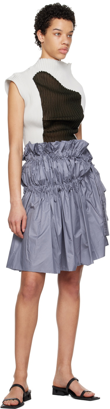 132 5. ISSEY MIYAKE Blue Sheer Bricks Midi Skirt