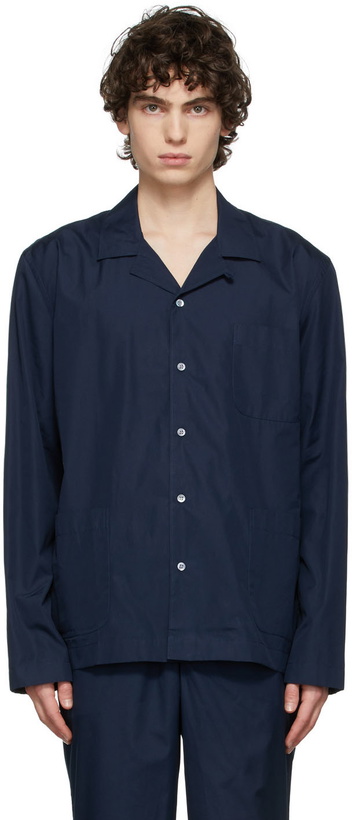 Photo: Sunspel Navy Cotton Pyjama Shirt