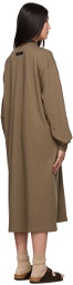 Essentials Brown Long Sleeve Midi Dress