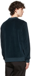 Moncler Navy Velour Embossed Logo Sweatshirt