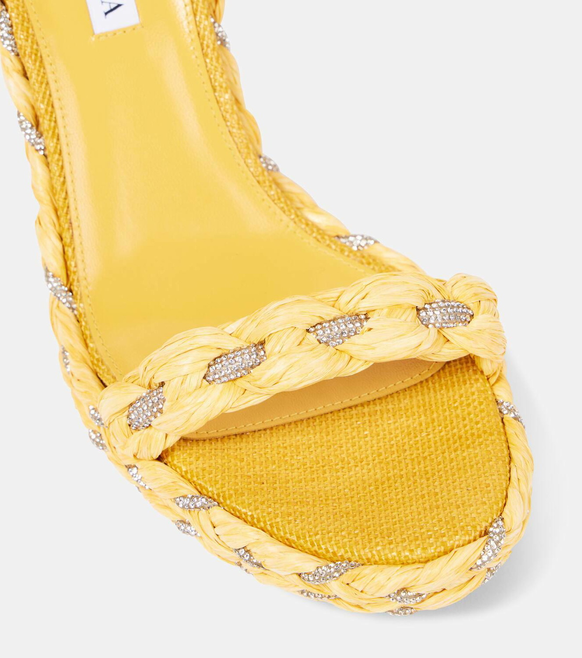 Aquazzura Costiera Crystal raffia wedge sandals