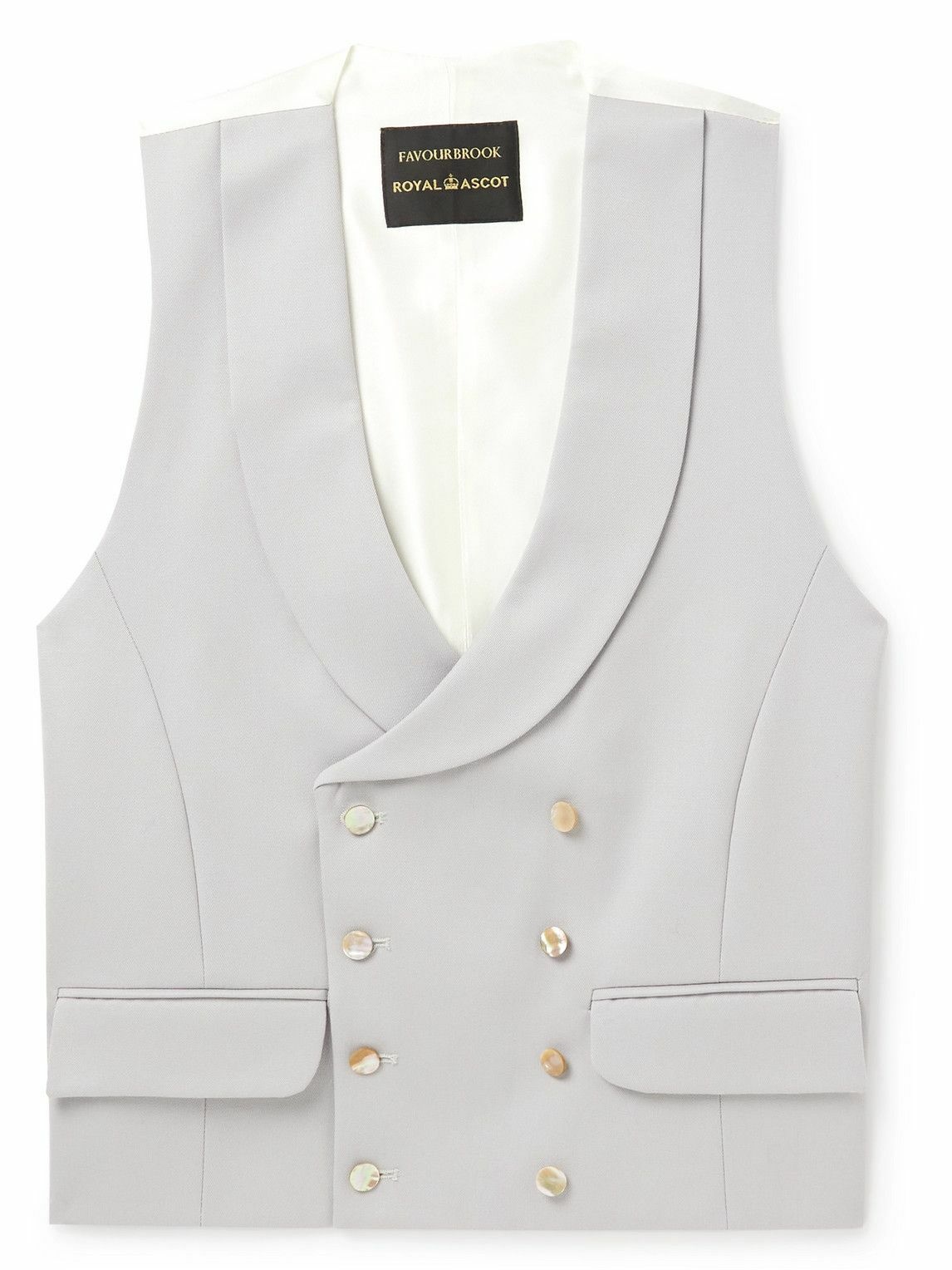 Photo: Favourbrook - Dukes Slim-Fit Shawl-Lapel Double-Breasted Linen Waistcoat - Gray