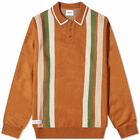 Butter Goods Men's Bowler Long Sleeve Knit Polo Shirt in Brown