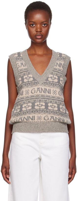 Photo: GANNI Gray V-Neck Vest