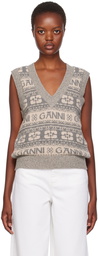 GANNI Gray V-Neck Vest