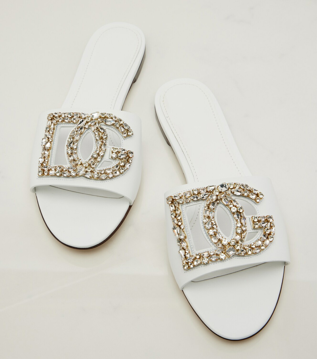 Dolce&Gabbana DG embellished leather slides