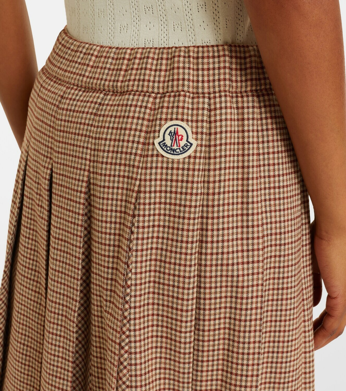 Moncler Checked pleated midi skirt