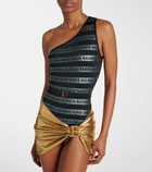 Balmain B metallic jersey beach cover-up