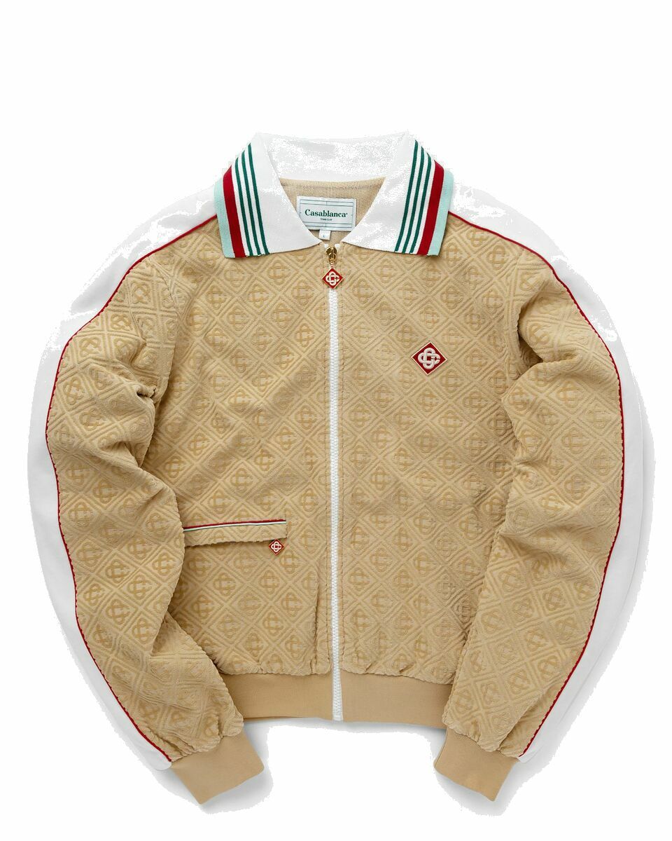 Photo: Casablanca Monogram Velour Jacket Beige - Mens - Track Jackets