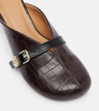 Ganni 40 crocodile-effect leather mules