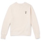 AMI - Logo-Embroidered Fleece-Back Cotton-Jersey Sweatshirt - White