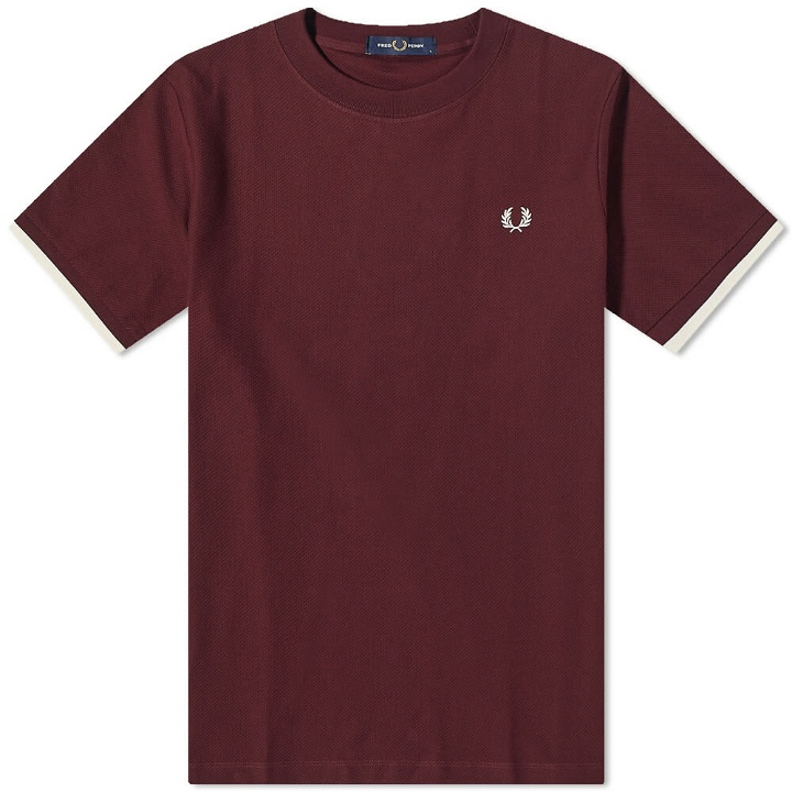 Photo: Fred Perry Authentic Men's Tipped Pique T-Shirt in Oxblood