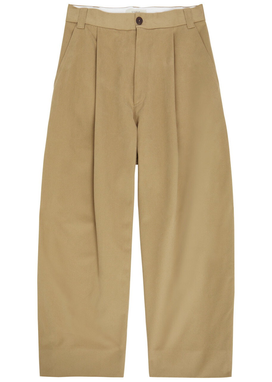 Studio Nicholson Pleated Wide-leg Trousers Tan