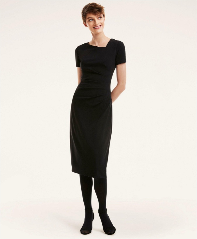 Photo: Brooks Brothers Women's Ponte Asymmetrical Dress | Black