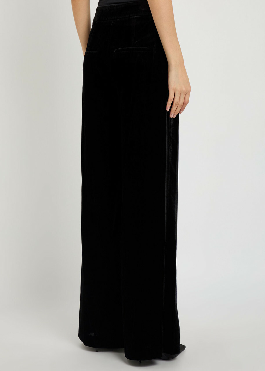 Veronica Beard Alex Wide-leg Velour Trousers Black
