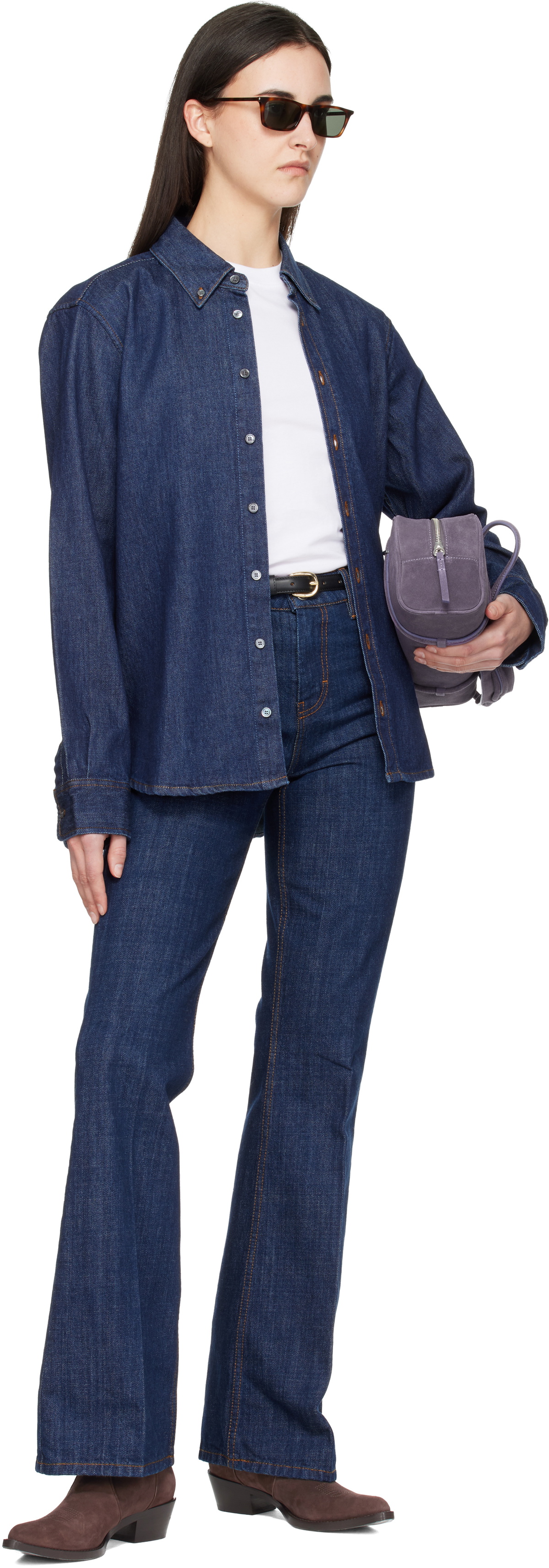 AMI Paris Blue Denim Cotton Ami de Coeur Shirt