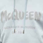 Alexander McQueen Men's Graffiti Popover Hoody in Dove Grey