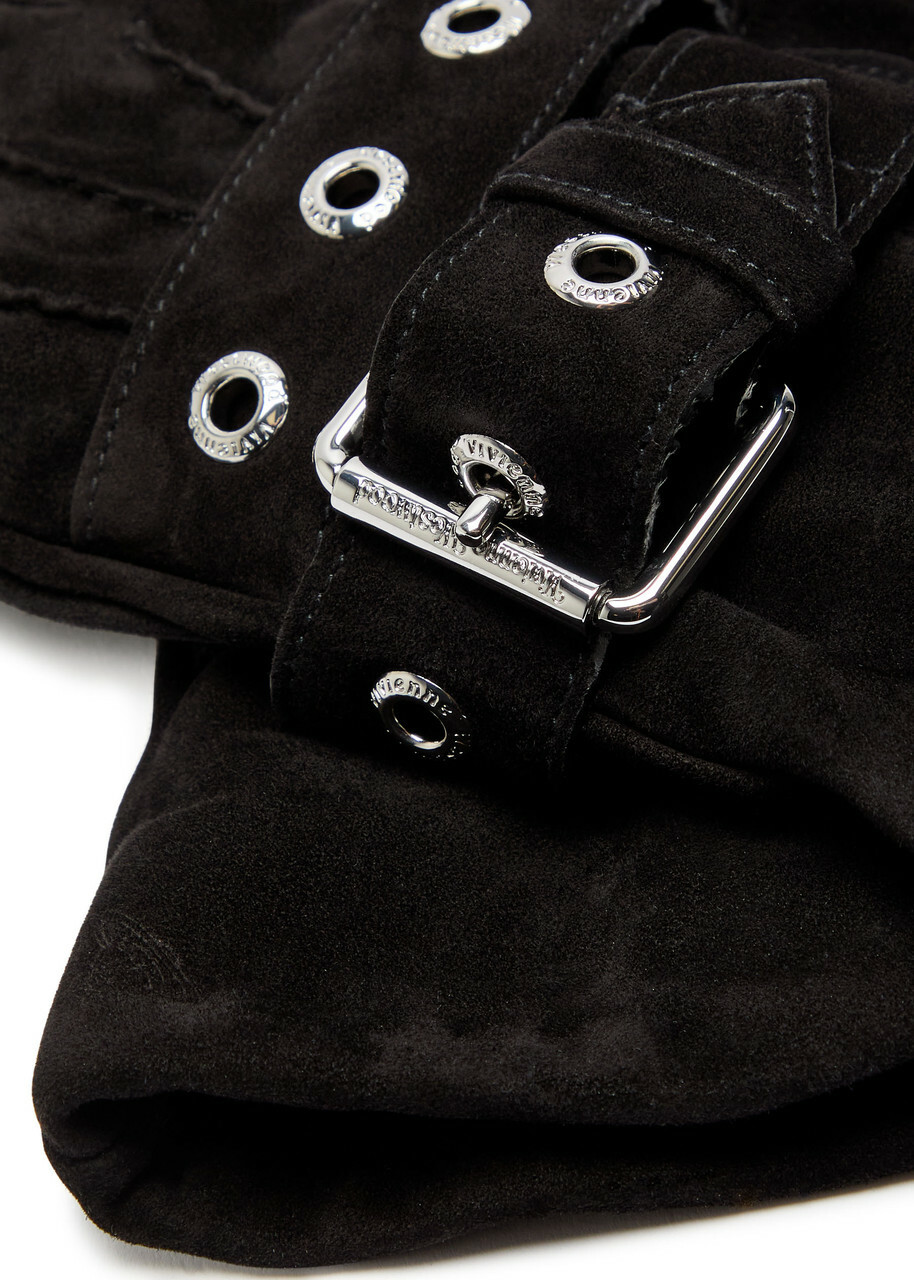 Vivienne Westwood Belt Buckle Suede Gloves Black