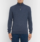 Loro Piana - Mélange Cashmere and Silk-Blend Half-Zip Sweater - Men - Blue