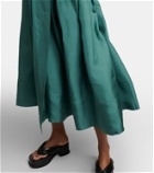 Asceno - Coco pleated silk twill maxi skirt