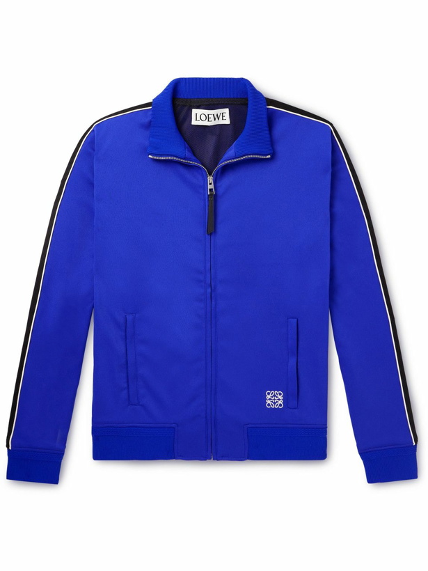 Photo: LOEWE - Logo-Embroidered Striped Tech-Jersey Track Jacket - Blue