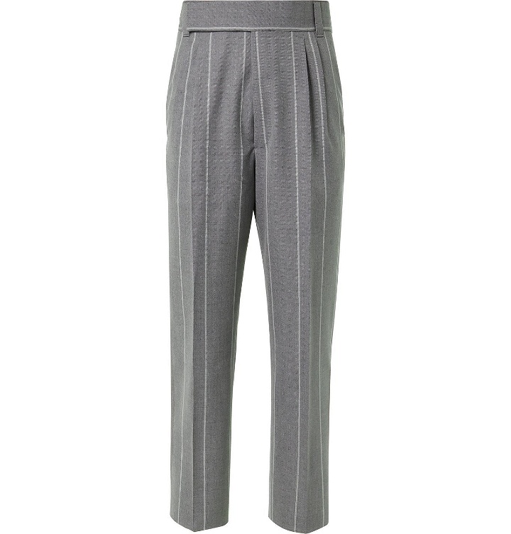 Photo: Fear of God for Ermenegildo Zegna - Tapered Pleated Striped Mélange Wool-Twill Trousers - Gray