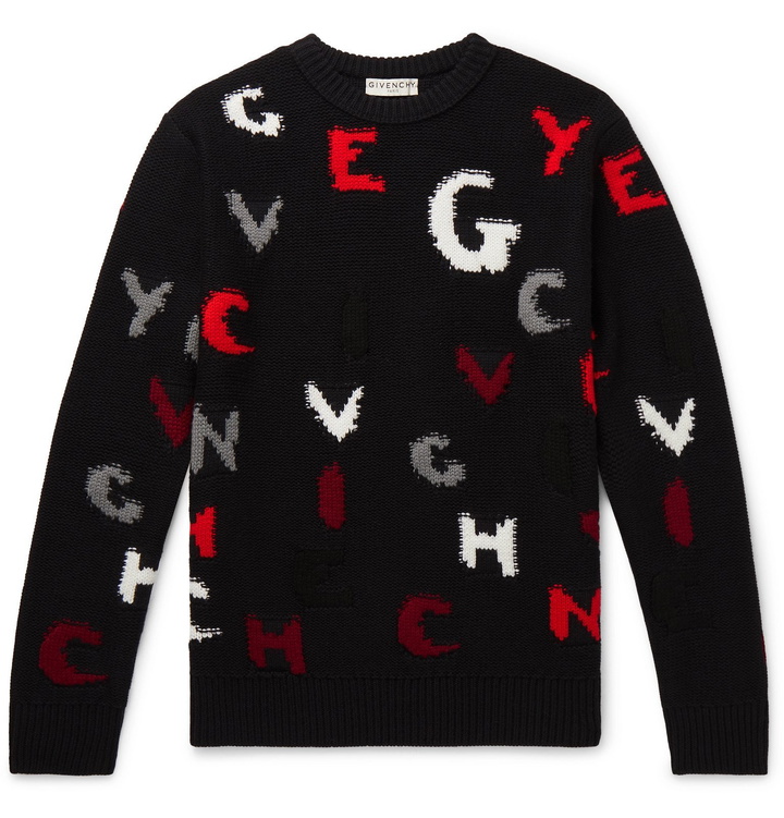 Photo: Givenchy - Logo-Intarsia Wool Sweater - Blue