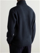 Valstar - Logo-Embroidered Ribbed Cashmere Rollneck Sweater - Blue