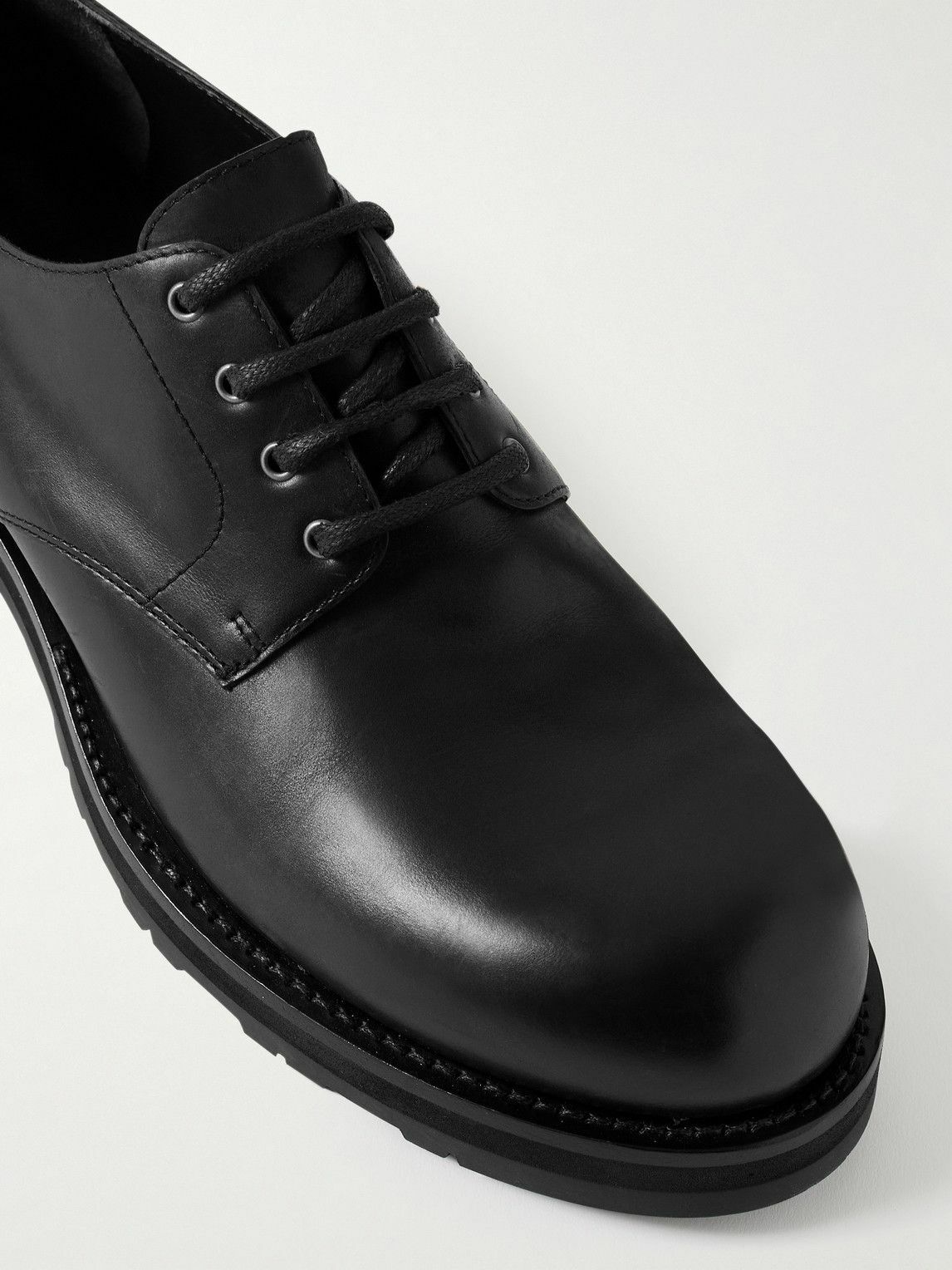 The Row - Oiled-Leather Derby Shoes - Black