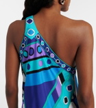 Pucci Vivara asymmetric silk twill midi dress