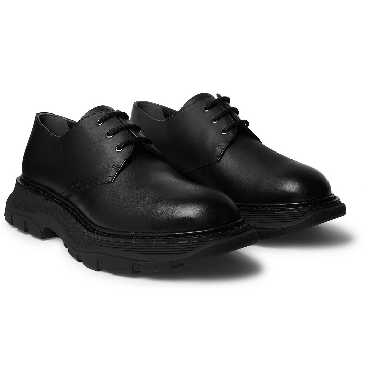Photo: Alexander McQueen - Leather Derby Shoes - Black