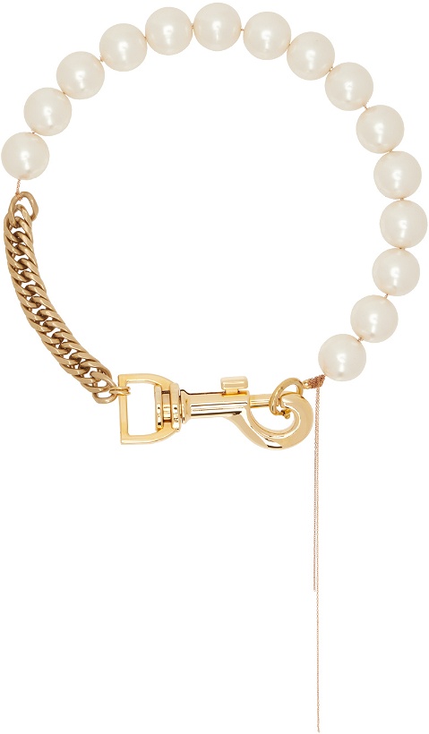 Photo: sacai Gold & White Pearl Chain Short Necklace