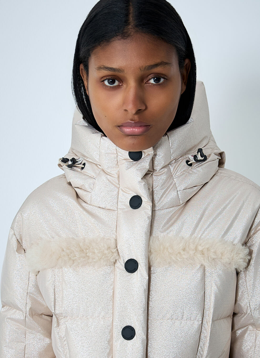 Moncler Grenoble Belted Down Jacket With Faux Fur Trim