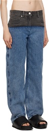 3.1 Phillip Lim Blue & Gray Slouchy Jeans