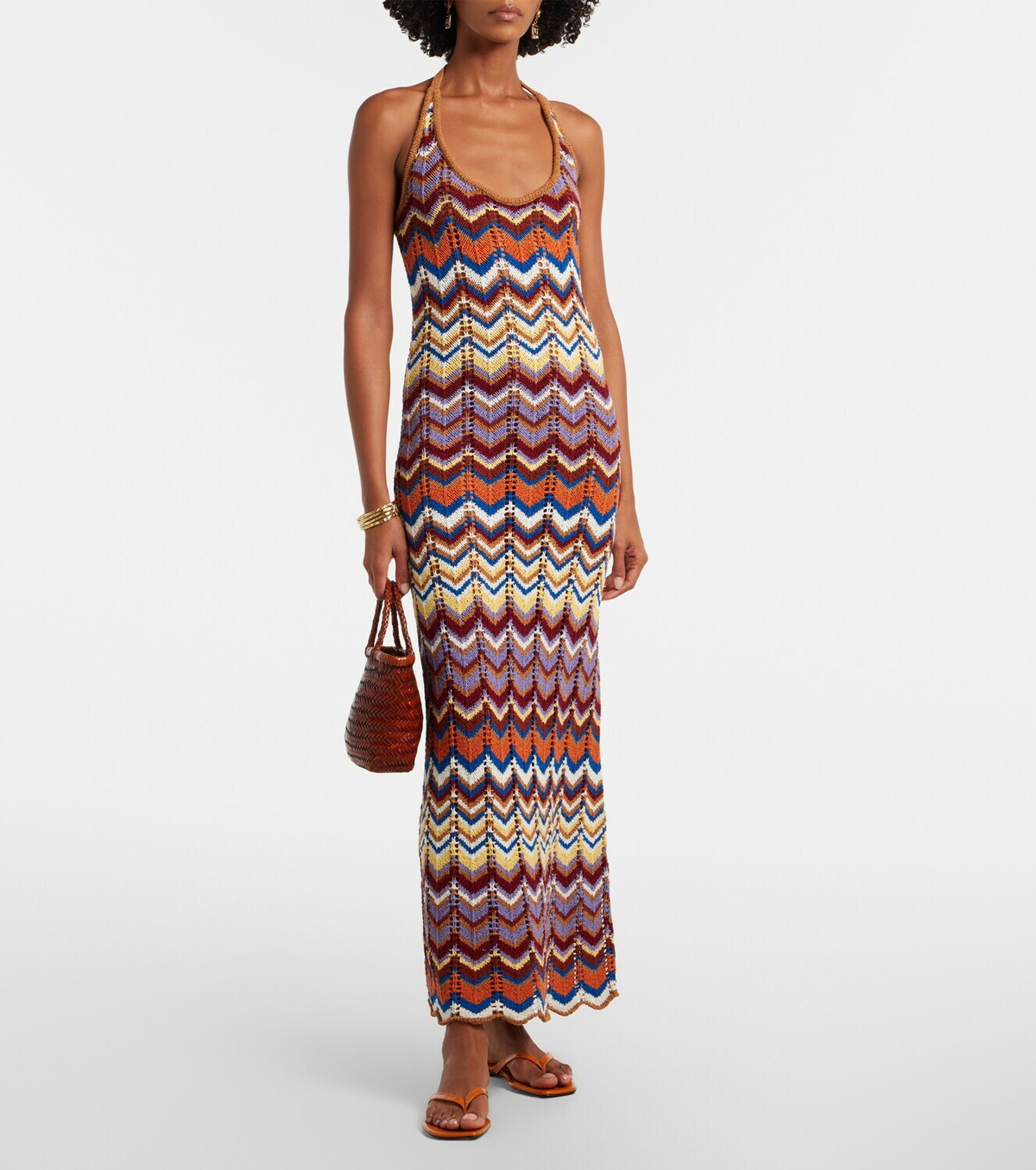Faithfull Elisa chevron crochet cotton-blend maxi dress