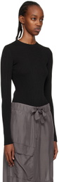 BEVZA Black Ribbed Bodysuit