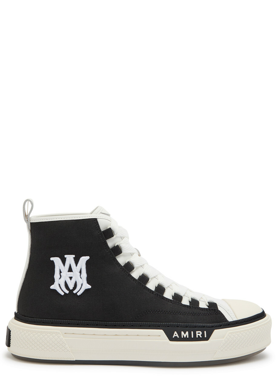 Amiri MA Court Hi Logo-embroidered Canvas Sneakers Black