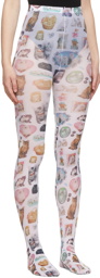 Ashley Williams SSENSE Exclusive White All Over Cats Print Tights