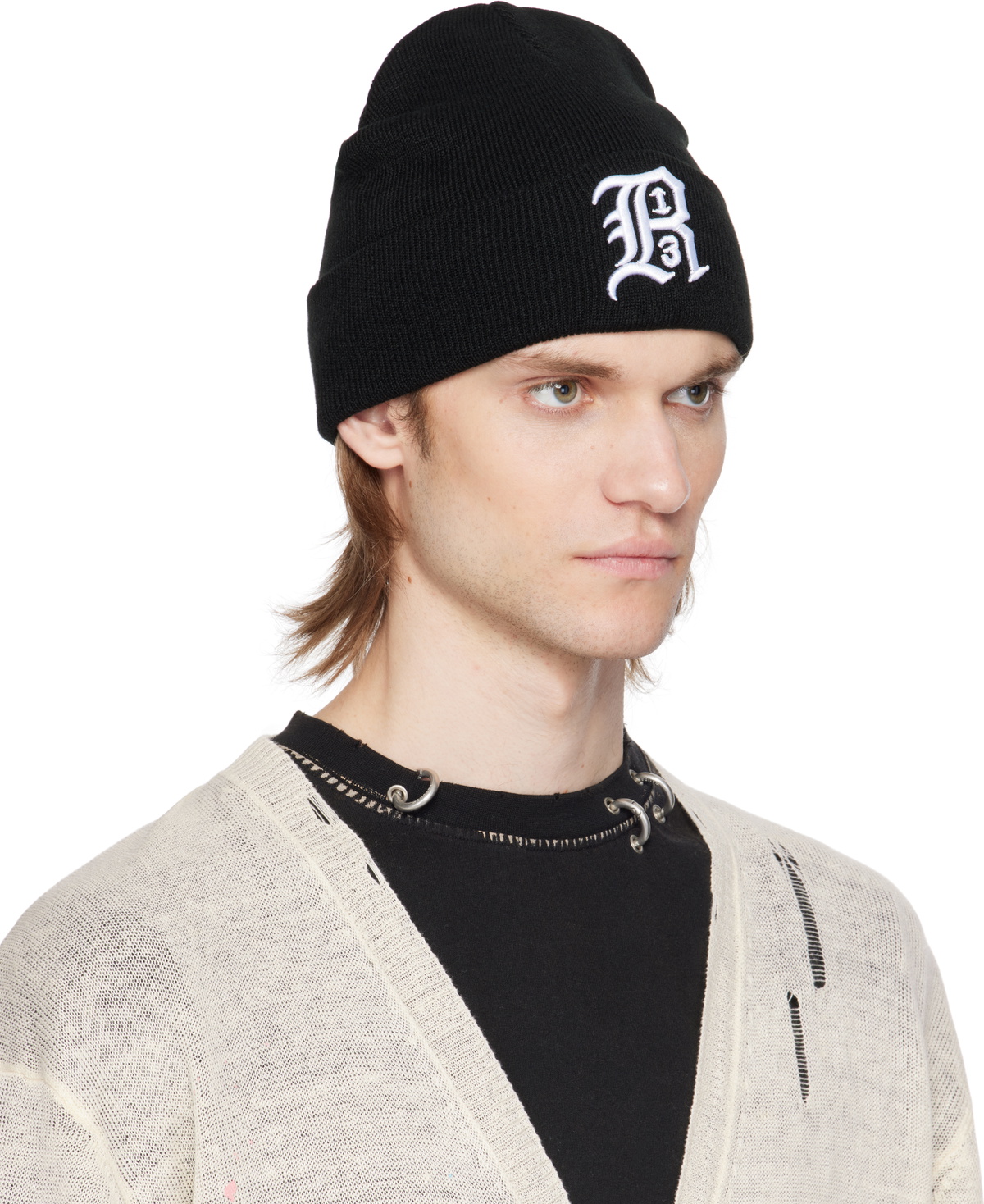 R13 Black 'R13' Beanie
