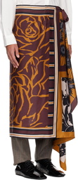 Dries Van Noten Orange & Burgundy Long Wrap Scarf Skirt
