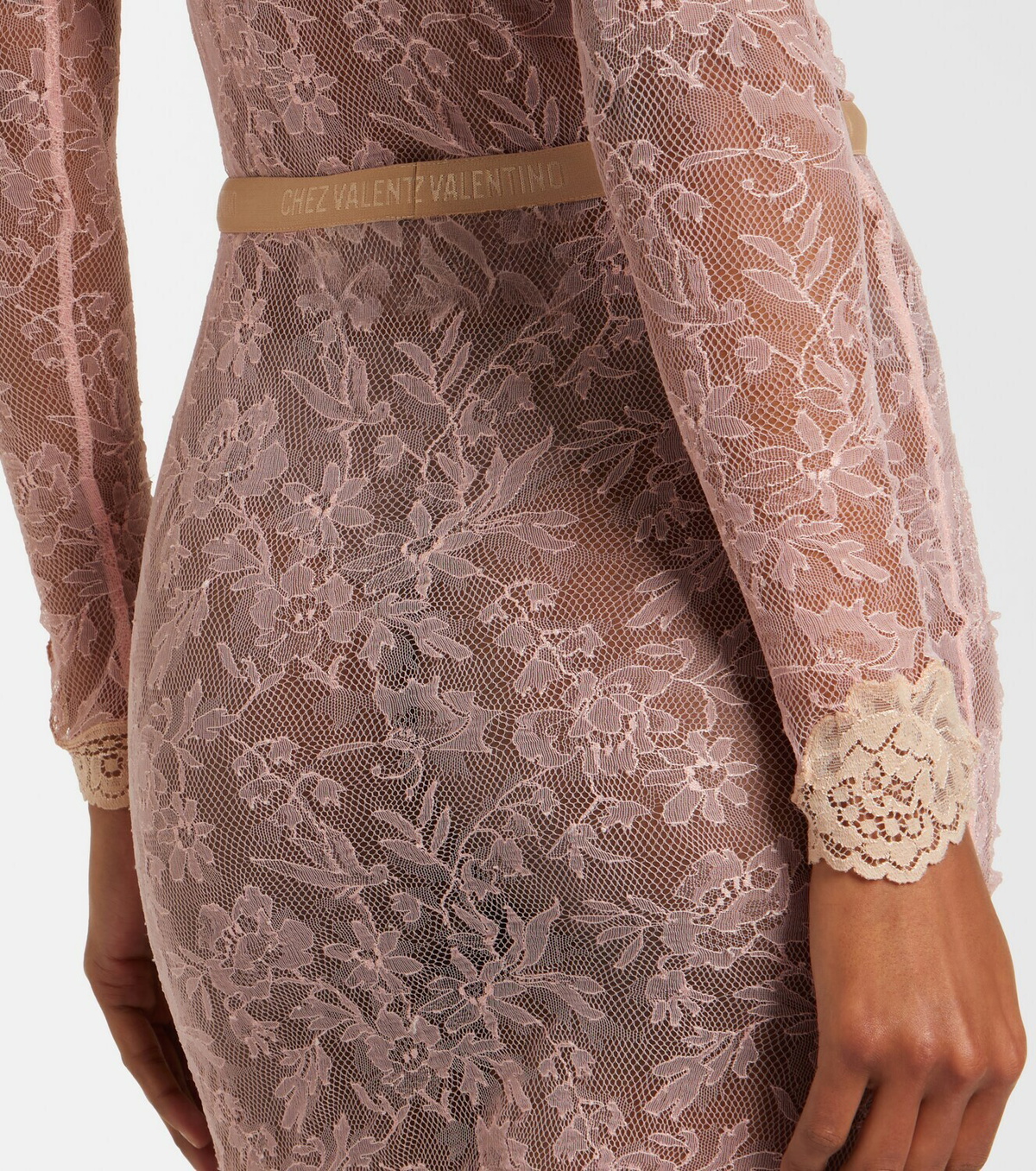 Valentino Floral sheer lace midi skirt