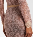 Valentino Floral sheer lace midi skirt