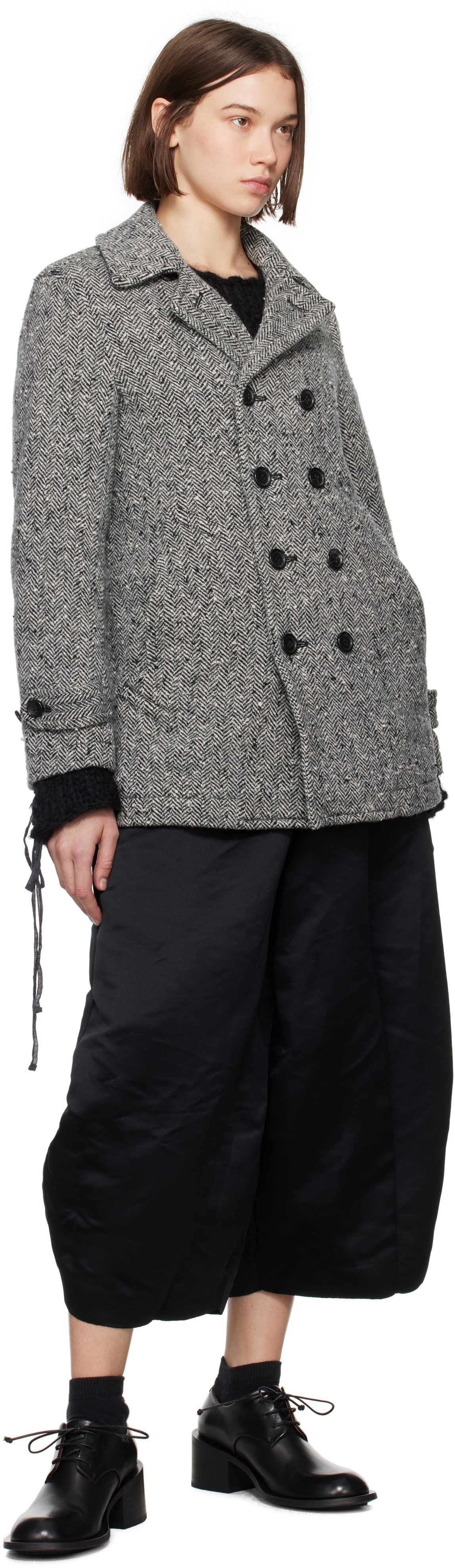 Black Comme des Garçons Black Tweed Herringbone Coat