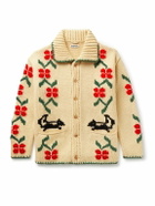 BODE - Pirate Ship Intarsia Virgin Wool Cardigan - Neutrals