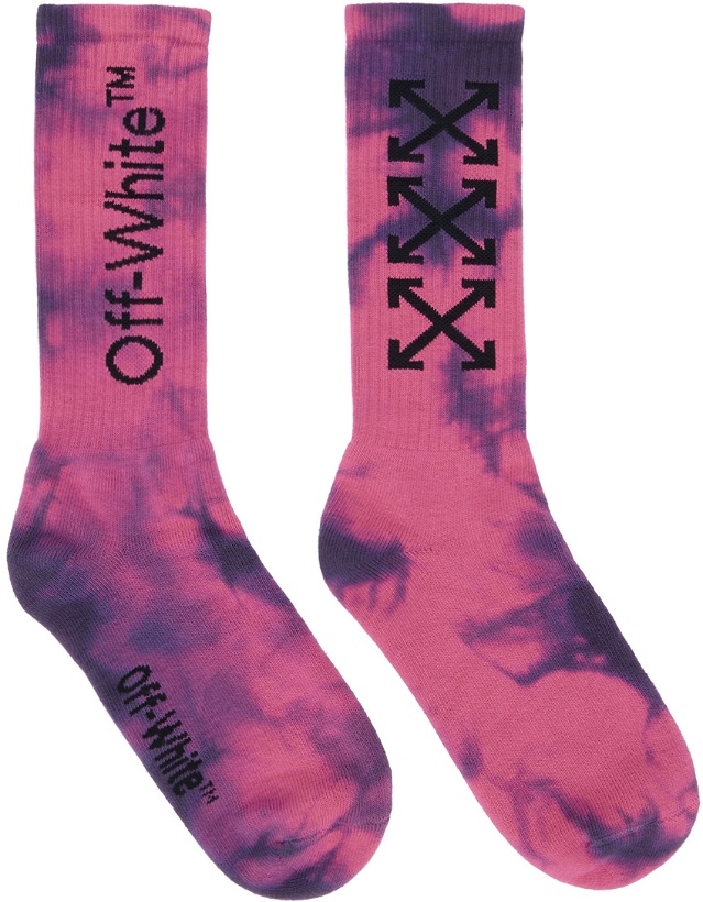 Photo: Off-White Purple & Pink Arrows Tie-Dye Socks